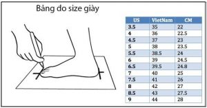 Xác định chiều dài bàn chân rồi quy đổi